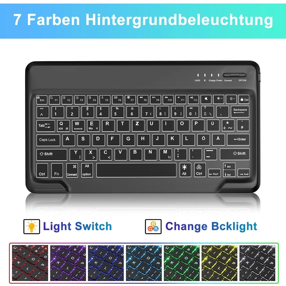 SENGBIRCH Bluetooth Schwarz beleuchtete Tastatur Leicht und schlank für iOS iPad - Bild 2 von 4