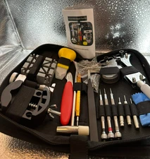 Complete Watch Battery Replacement & Strap Removal Tool Set with Carrying Case
