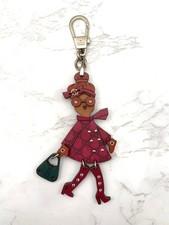 GUCCI Mademoiselle Red Wood Key holder Key ring Bag charm with BOX USED FS JAPAN