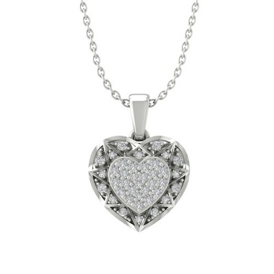 Labor gezüchteter Diamant Sterlingsilber Herz Anhänger 18'' Silber Kabel Kette