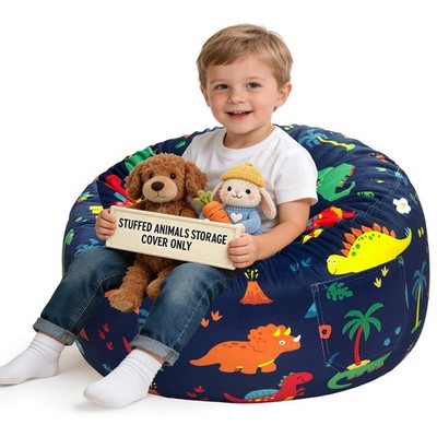 Dinosaur Animals Storage Bean Bag Chair Cover for Toddlers, Cozy Velvet Plush...