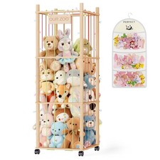 Stuffed Animal Zoo 53.6 Inch Large Capacity Wooden Holder Storage Organizer