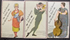 3 Trade Cards 1880s J & P Coats Six Cord  Thread/ Gilbert/Sullivan “ Patience”