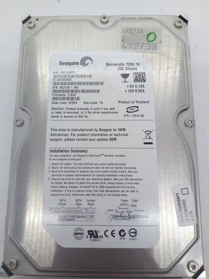 SEAGATE Barracuda  250GB SATA FESTPLATTE *ST3250820AS* 3,5 '' #FP4874