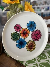 Vintage 1969 Deka Plastics Tot' Em Tray No.140 Pop Art Flower Power 12.75" MCM