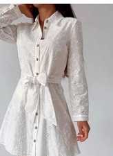 NWT ZARA EYELET  DRESS WITH CUTWORK EMBROIDERY  SIZE XL 2500