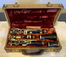 Antique Cabart A Paris French Wooden Clarinet Matching Markings VTG Fitted Case
