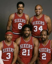 ‘Legendary’ Sixers Staring 5 Erving/Barkley/Iverson/Embiid/Malone 8X10 “ICONIC!”
