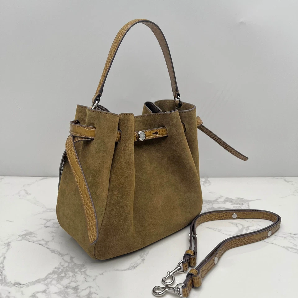 NUEVO CON ETIQUETAS 169275 T Monograma Pequeño Romy Bolso de Gamuza Caqui 22*20*9.5 cm Foto 4 de 4