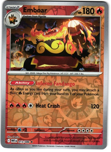 Emboar Reverse Holo 13/86 Pokemon SV: White Flare 