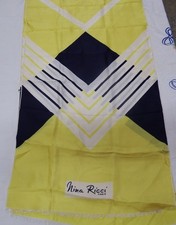 NINA RICCI PARIS Scarf 17" X 64" Abstract Print Geometric Vintage YELLOW BLK WT