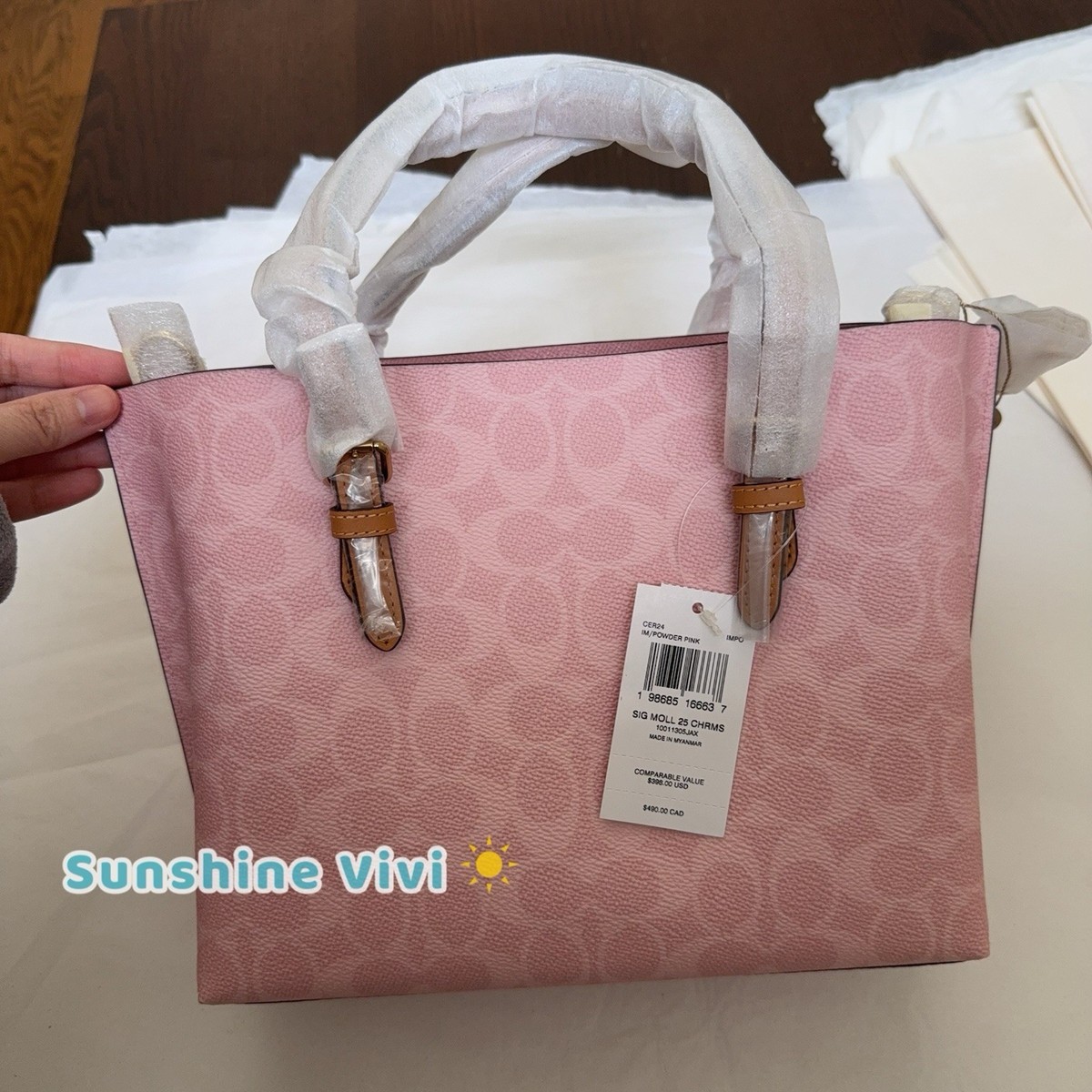 COACH コーチ モリー トートバッグ 25 シグネチャー ピンク CER24 NWT 