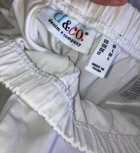 PANTALONE M MEDIUM D & CO. DENIM & CO. BIANCO PULL ON CAPRI COTONE/SPANDEX "LEGGI" - Foto 2 di 6