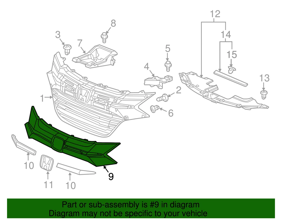 Honda HR-V 2016-2018 genuino - parrilla delantera moldeada 71122-T7A-000 Foto 2 de 2