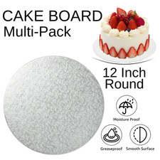 12 Inch Round Premium Cake Boards Silver Foil 3mm Double Thick