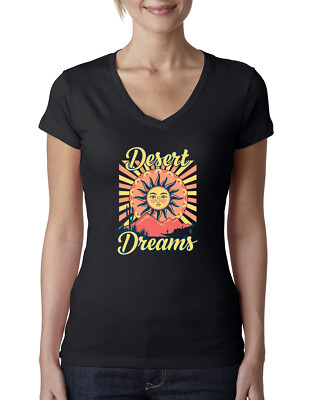 Desert Dreams Sunset Nature Women Junior Fit V-Neck Tee