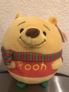 Ty-Beanie-Ballz-Winnie-the-Pooh-Wearing-Winter-Scarf-Christmas-Plush-NEW-Disney