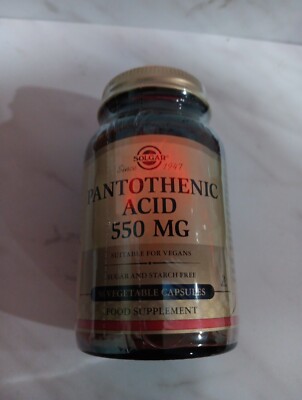 SOLGAR  PANTOTHENIC ACID  550 MG Suitable For  Vegans  50  Vegetable Capsules