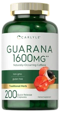 Guarana Capsules 1600mg | 200 Count | Naturally Occurring Caffeine | by Carlyle