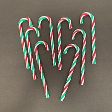 Lot of 8 Acrylic Candy Cane Ornaments Red Green White Christmas Tree Decor