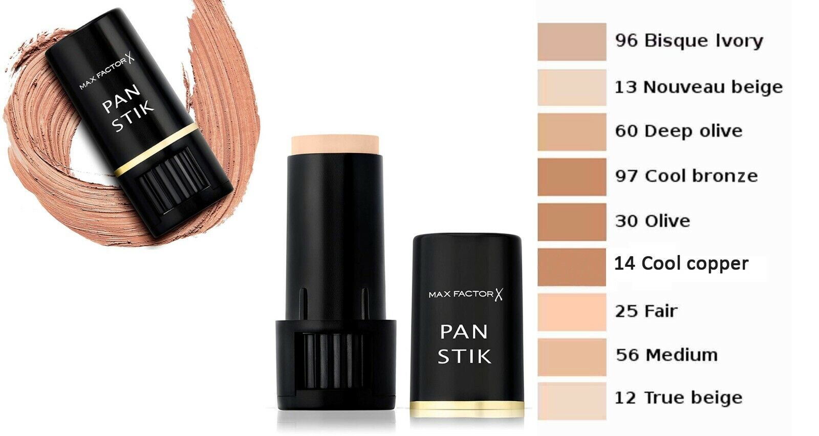 Max Factor Pan Stick Colour Chart