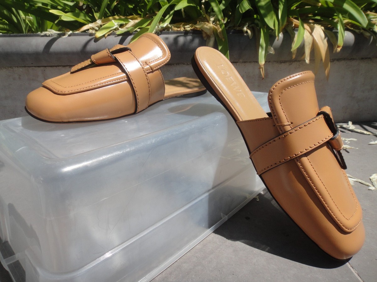 Loewe GATE FLAT MULES, Low Heel Leather Warm Desert Women's