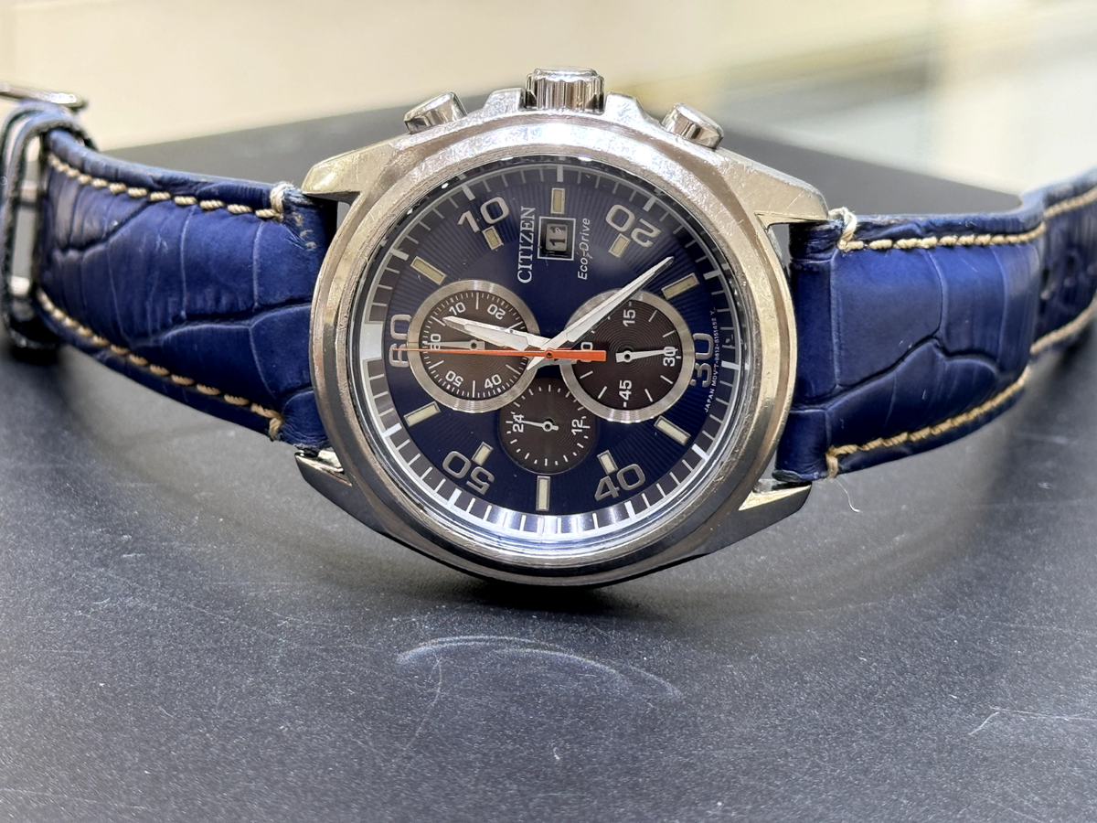 時計 CITIZEN Eco-Drive Radio Controlled Citizen Eco Drive Watch Chronograph Quartz Blue Dial Mens 44.5mm