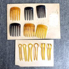 Celluloid hair combs and hairpins - turn of the century antique