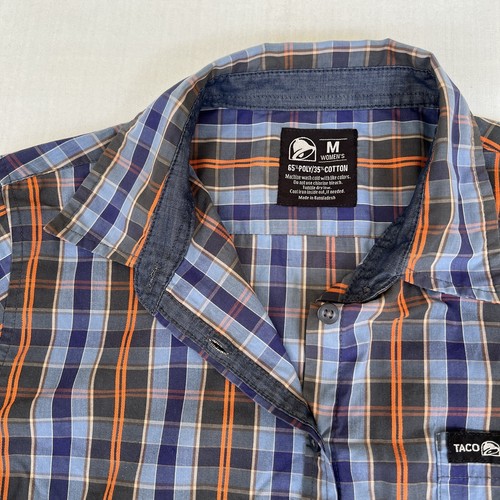 Taco Bell Work Shirt Women’s Size M Button Down Plaid Burrito Fast Food 2085 - Picture 8 of 13