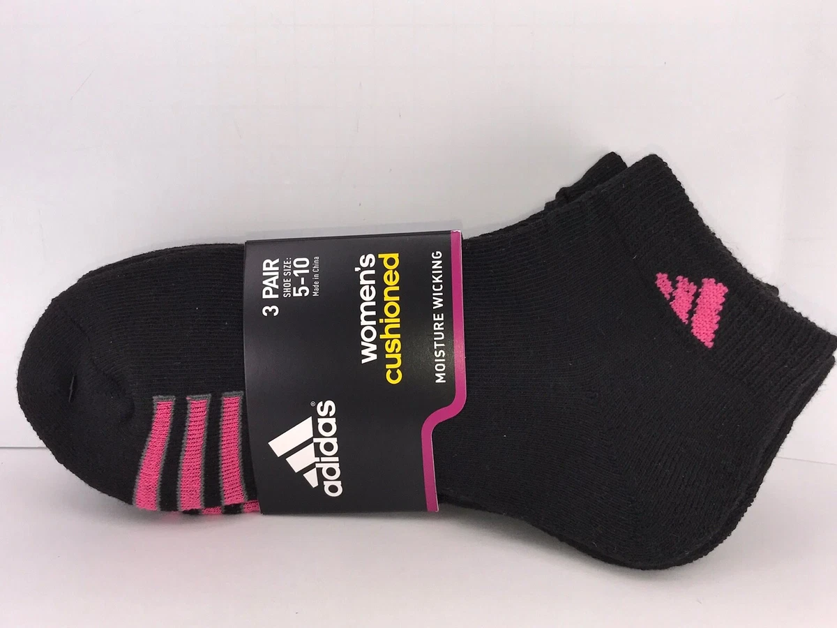 Women&#039;s ADIDAS Socks, Black Pink Athletic Low Socks 3 PACK - $30 MSRP 🎾⛳️🎒 | eBay