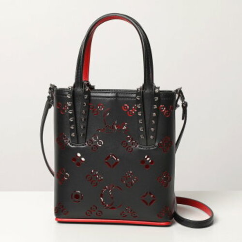 Christian Louboutin Cabata Mini Studded Black 2WAY Tote Shoulder Handbag
