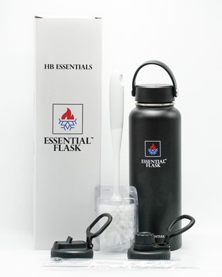 Essential Flask Wide Mouth Double Walled Insulated Sports Water Bottle 3 Lids...