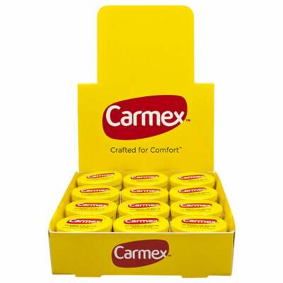Carmex 0.25oz TUBS Lot  ( 12 pack w. Display Box ) PHARMACY FRESH /