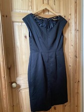 Laura Ashley black cotton nice back pencil sheath  occasion work dress size 14