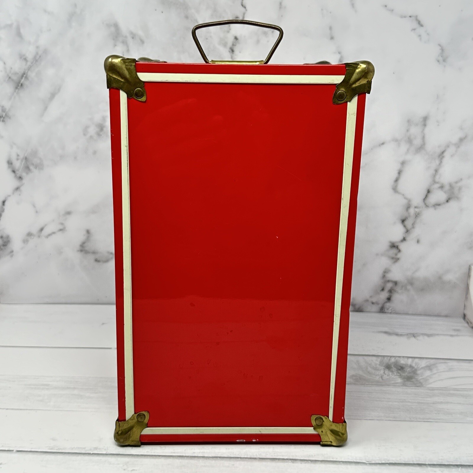 Vintage Vogue Walking Ginny Doll Red Metal Trunk 1950's Clothing and Case