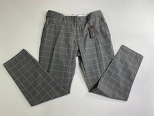 Kjus Ike Texture Tailored Fit Plaid Men's Golf Pants Size 34x30 Gray MG20-L06 