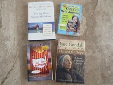 Lot, 4 vegetarian, vegan themed books, PETA, Jane Goodall