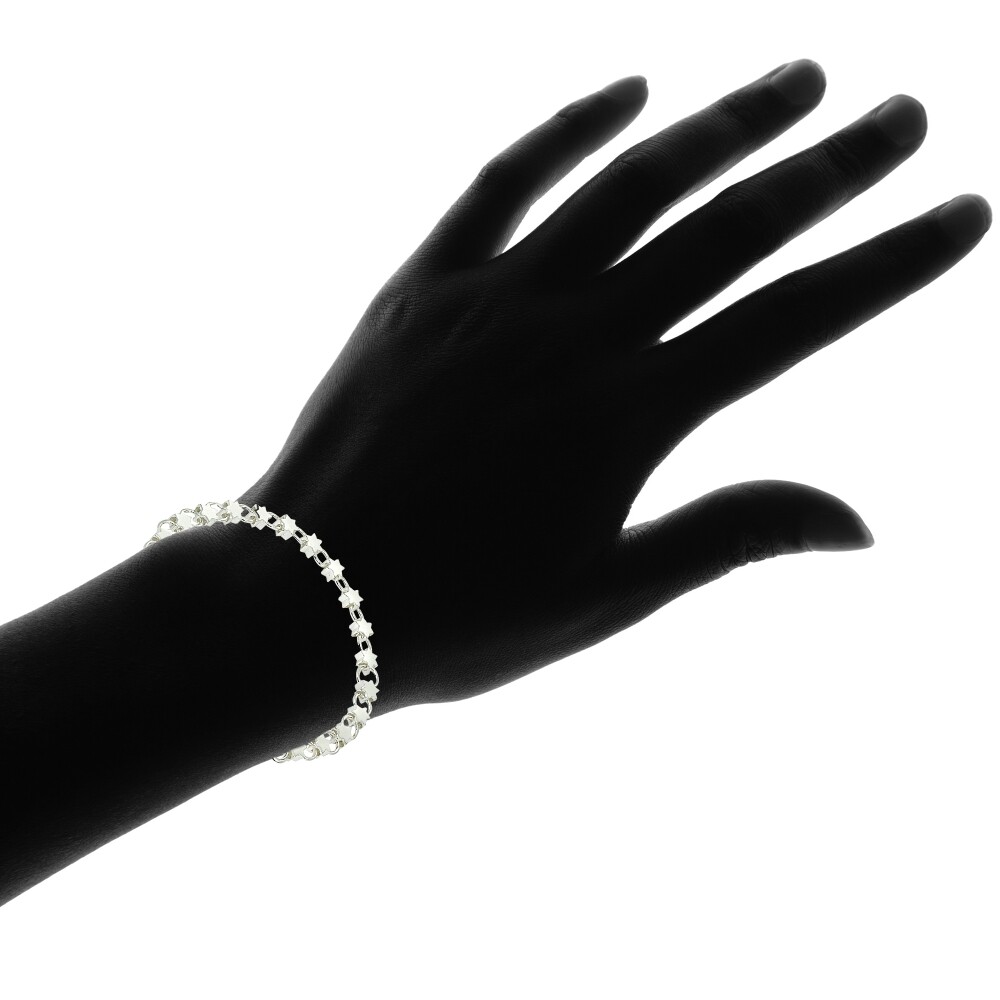 Sterling Silver High Polished Star and Circle Link Chain