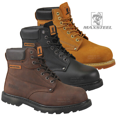 MENS LEATHER WORK BOOTS LEATHER BOOTS STEEL TOE