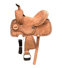 Kids Western Leather Youth Child Horse Pony Ranch Horse Saddle Natural 10" 12"