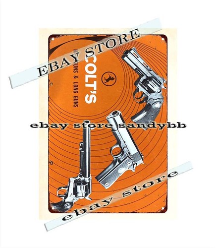 1970 Rifles Pistols Revolvers metal tin sign gunsmith shop old west ...