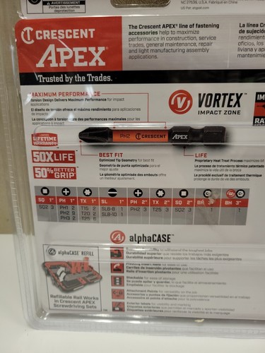 Juego de sujeción de impacto Crescent Apex 1/4 in 38 piezas broca de controlador accesorios de herramienta eléctrica - Imagen 6 de 9