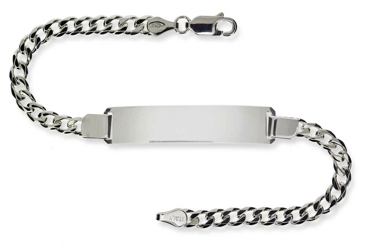 Ladies silver identity bracelet deals