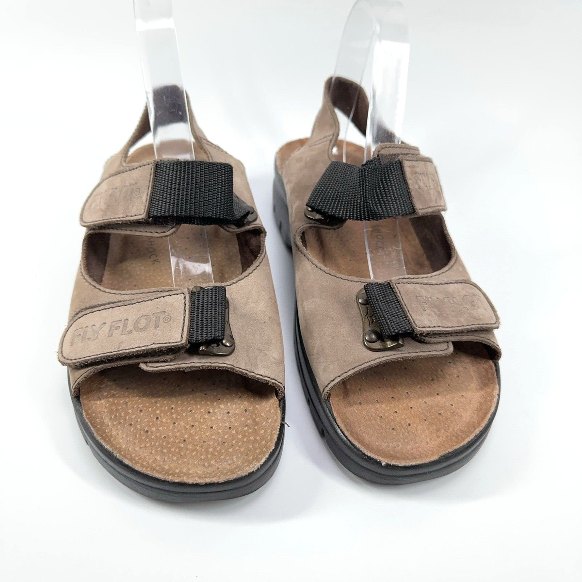 Fly Flot Women Tan Anatomic Anti Shock Two Strap Hook Loop Leather Sandal 41 Fly Flot Women Tan Anatomic Anti Shock Two Strap Hook Loop  main image 3
