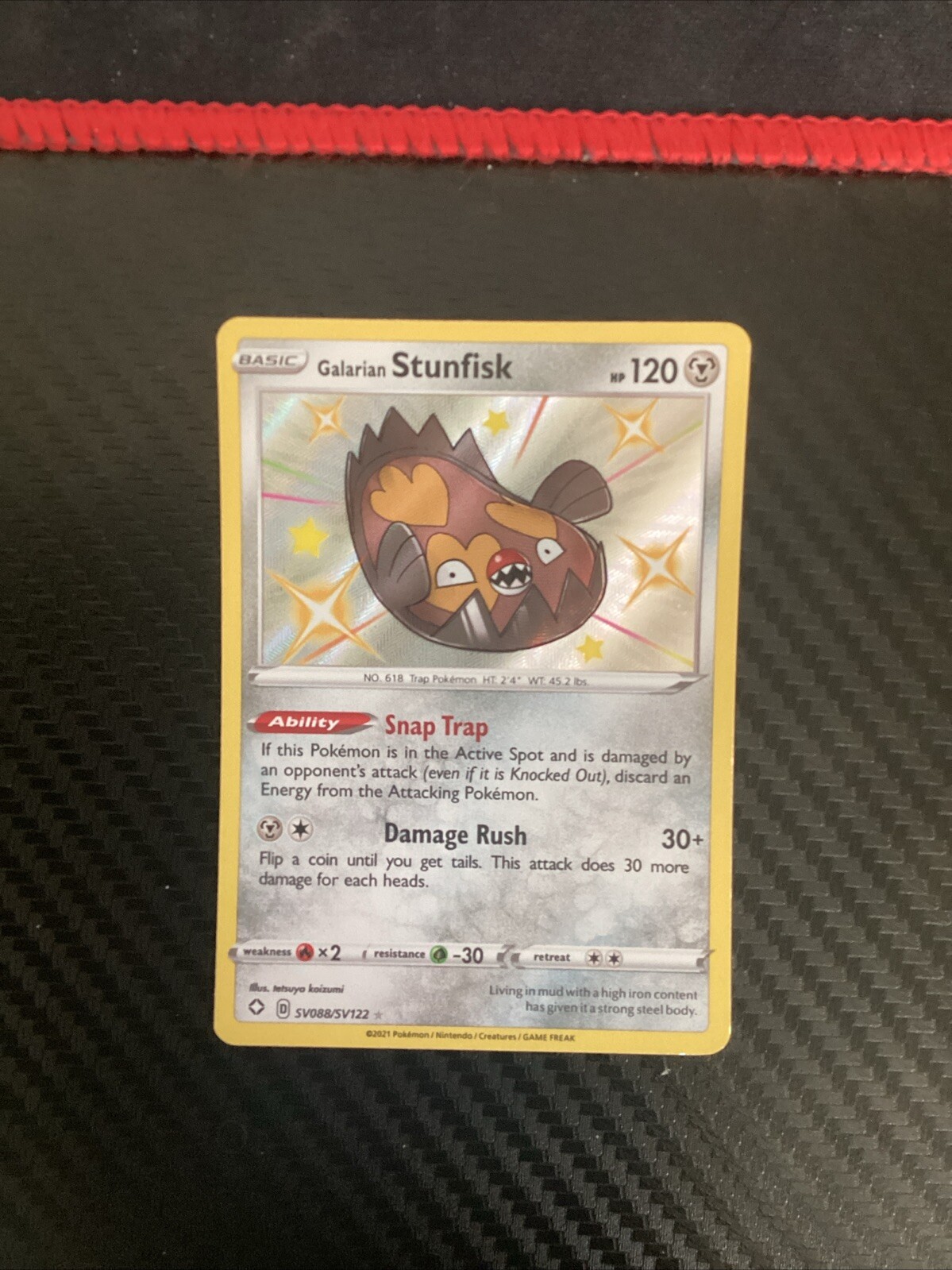 Galarian Stunfisk SV088/SV122 Shiny Holo Shining Fates Pokémon Card NM