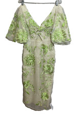 ASOS Design Embroidered Organza Midi Dress Washed Lime US 4 NEW