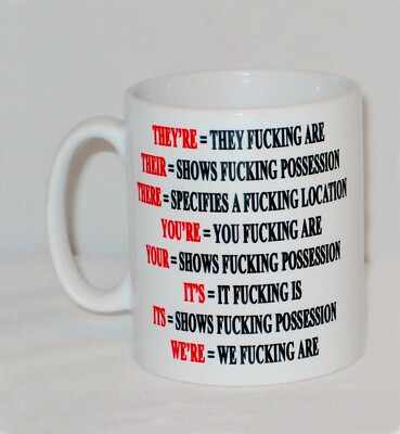 F*cking Grammatik Regeln Tasse Geschenk lustig unhöflich Büro schwört Englisch personalisiert