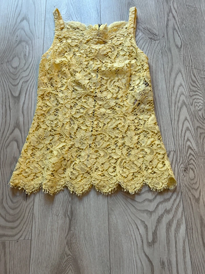 Dolce & Gabbana желтый кружева гребешок деталь блузка без рукавов Sz 38/XS - Изображение 4 из 4