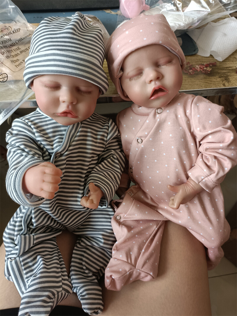 18Inch Twins Silicone Reborn Baby Doll Lifelike Full Body Doll Newborn Girl  Gift