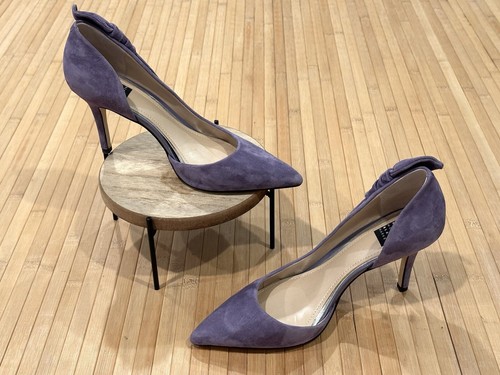White House Black Market Ella Bow Violet Suede Vista Pump Pointed Toe Sz 6M $135 - Picture 3 of 10